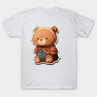 Cute Bear Cartoon Adventurer Adorable Kawaii Animal T-Shirt